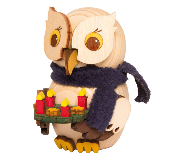 Drechslerei Kuhnert Holzfigur-Mini Eule mit Adventskranz Drechslerei Kuhnert Holzfigur-Mini Eule mit Adventskranz