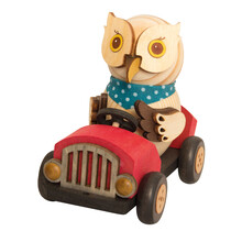 Drechslerei Kuhnert Holzfigur-Mini Eule im Flitzer, rot
