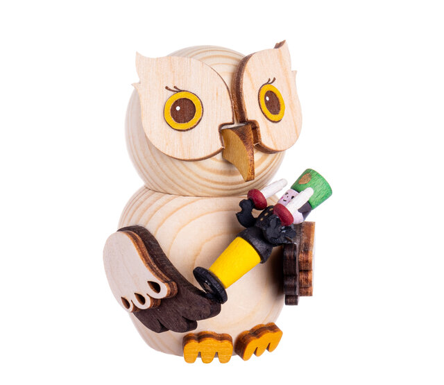 Drechslerei Kuhnert Holzfigur-Mini Eule mit Bergmann Drechslerei Kuhnert Holzfigur-Mini Eule mit Bergmann