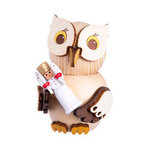 Drechslerei Kuhnert Holzfigur-Mini Eule mit Engel