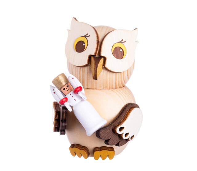 Drechslerei Kuhnert Holzfigur-Mini Eule mit Engel Drechslerei Kuhnert Holzfigur-Mini Eule mit Engel