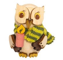 Drechslerei Kuhnert Holzfigur-Mini Eule mit Kerze