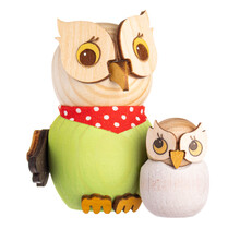 Drechslerei Kuhnert Holzfigur-Mini Eule mit Baby