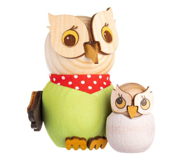 Drechslerei Kuhnert Holzfigur-Mini Eule mit Baby Drechslerei Kuhnert Holzfigur-Mini Eule mit Baby