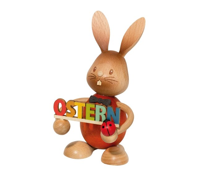 Drechslerei Kuhnert - Osterdekoration / Osterhase - Stupsi mit Osterschrift