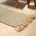 Zeegras vloerkleed met kwastjes 120x60 cm geweven Boho tapijt gemaakt van zeegras BARA