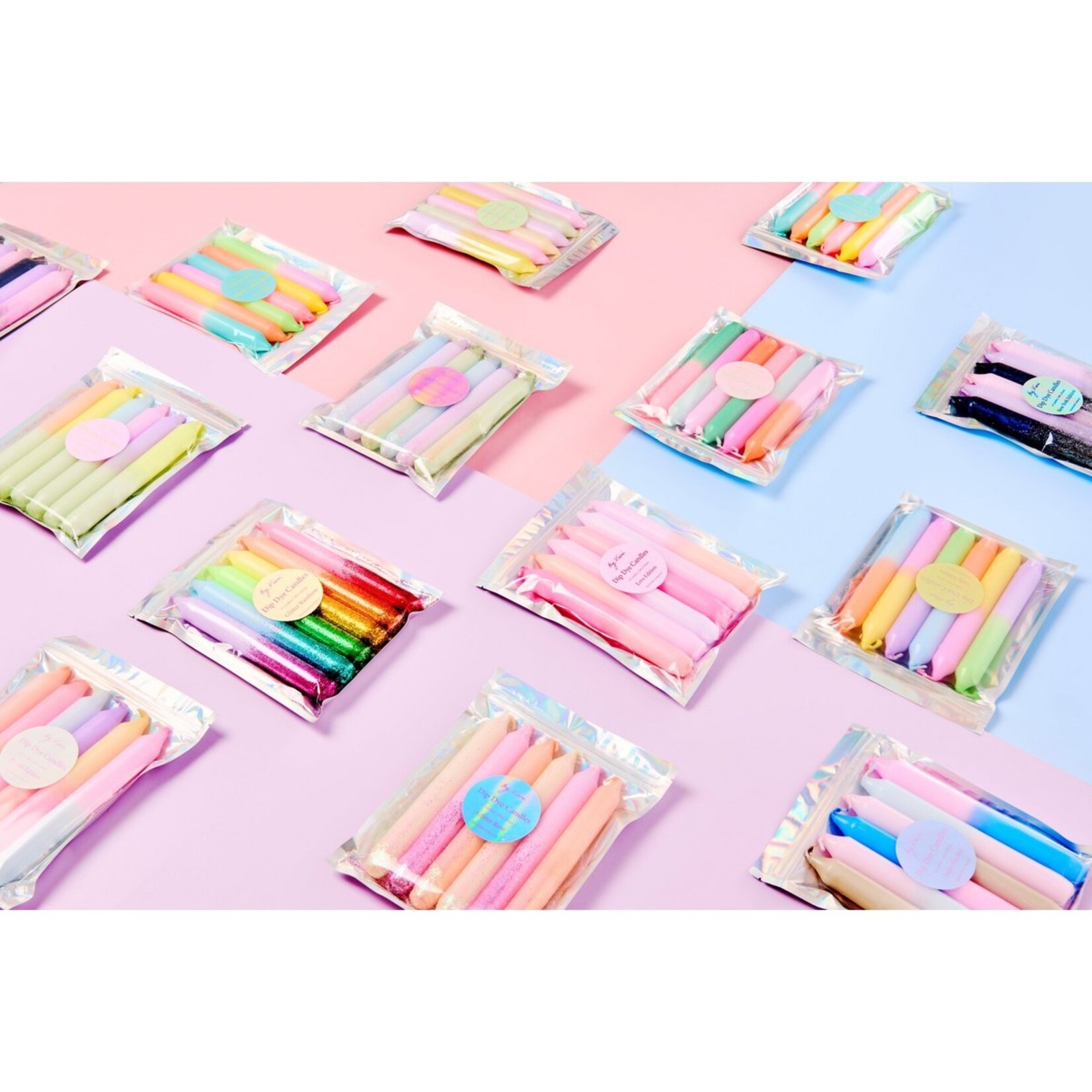 Dip Dye Kaarsenset: Set Glitter Lagoon