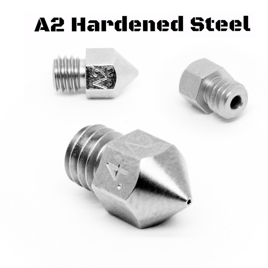 Micro Swiss MK8 Plated A2 Hardened Tool Steel Nozzle voor Creality printers (0.4 mm-0.6 mm, per stuk)