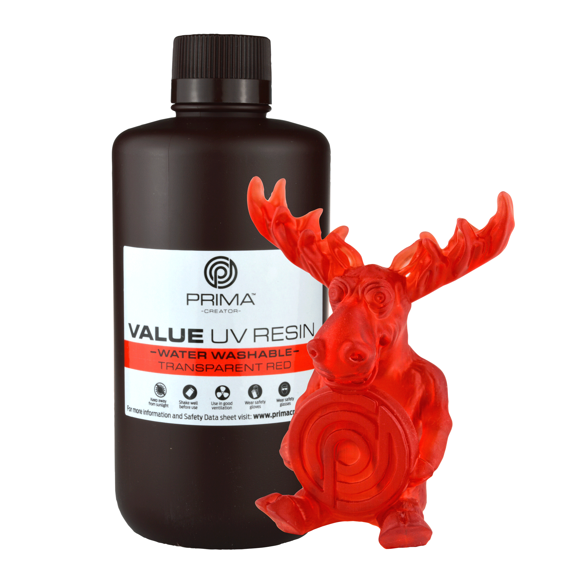 PrimaCreator VALUE DLP/UV Water Washable Resin - Transparent Red