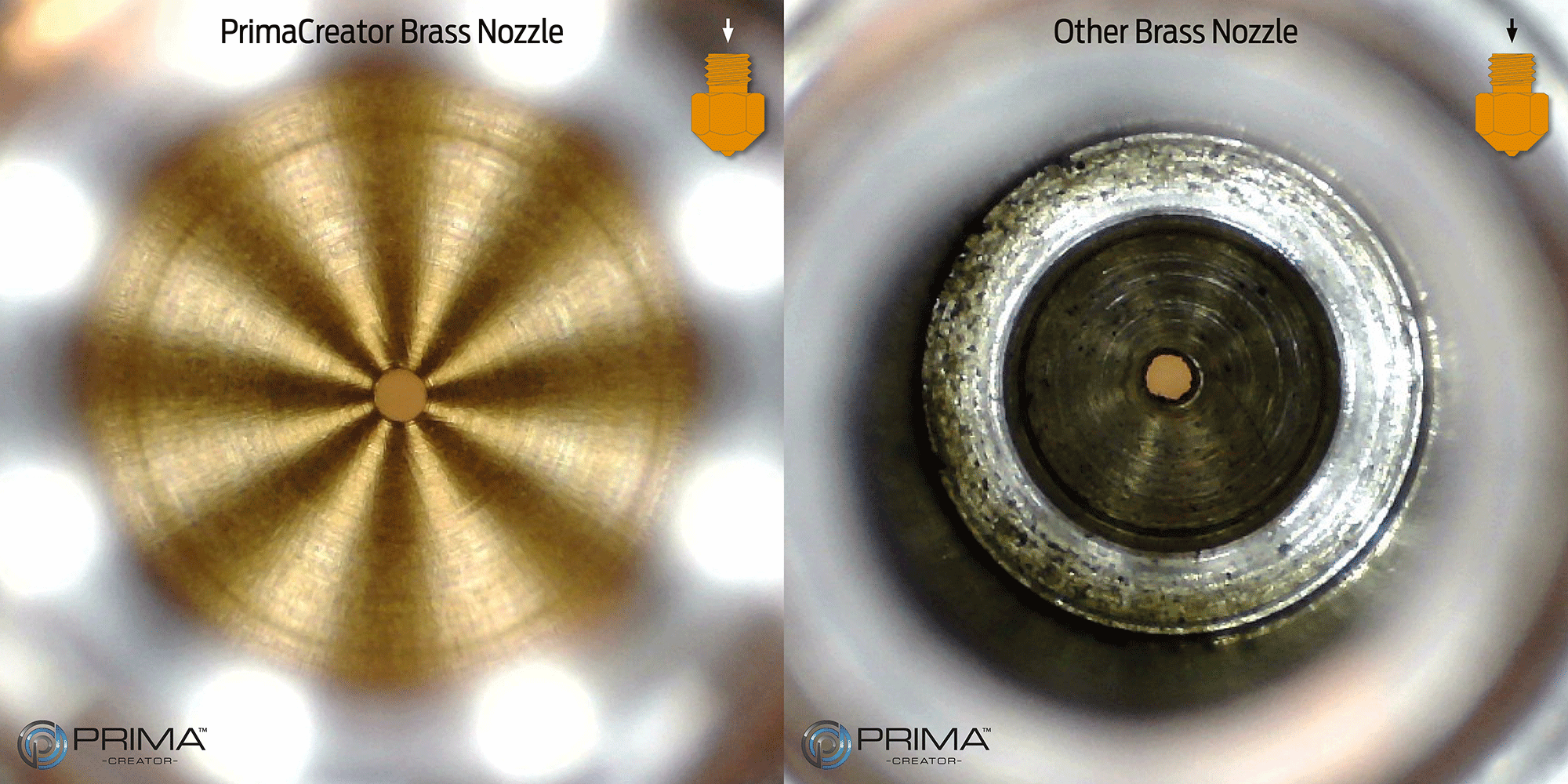 PrimaCreator Premium messing nozzle voor CR-10S Pro mixed 0.2/0.4/0.6/0.8 mm - 4 stuks