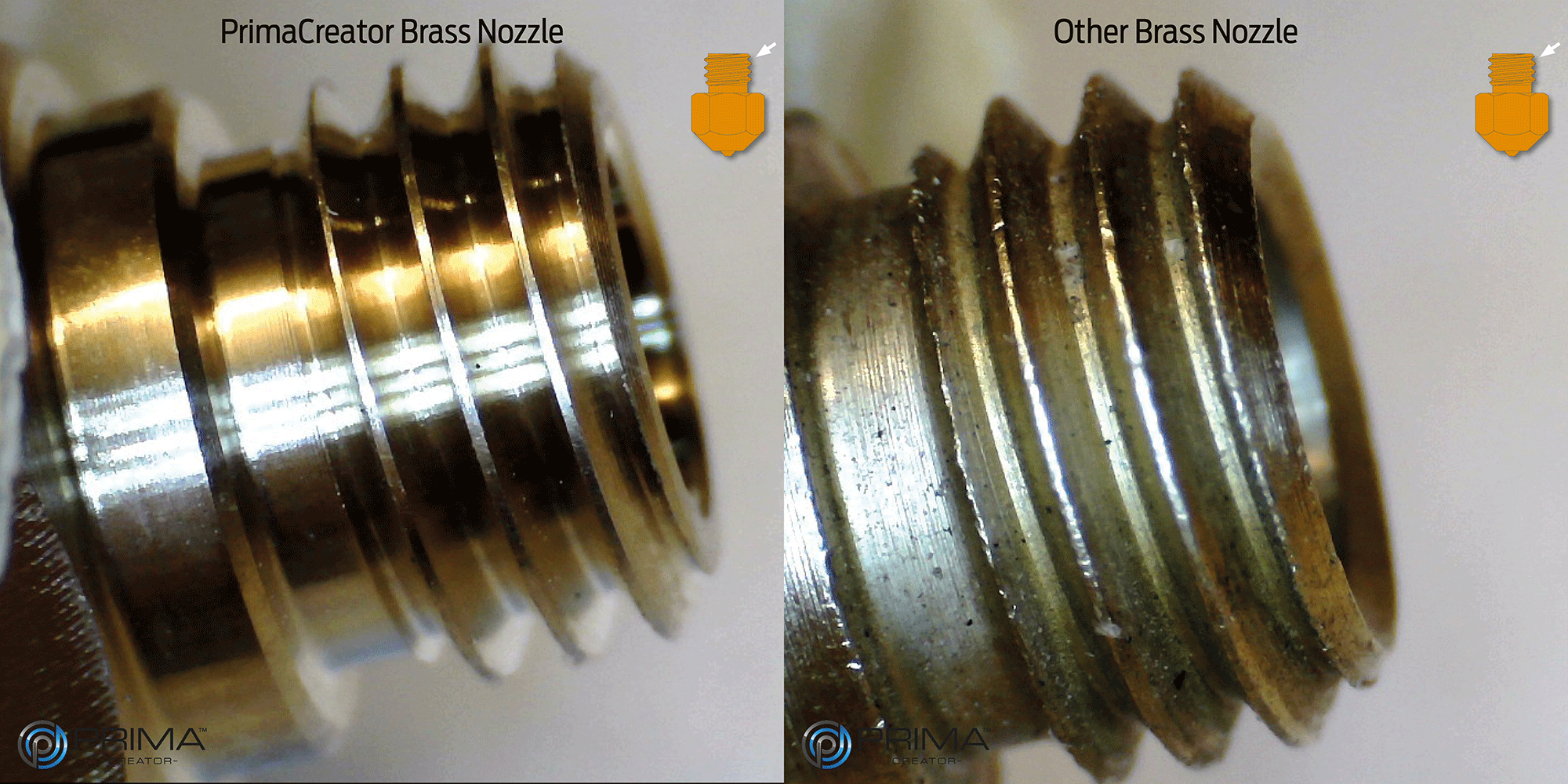 PrimaCreator Premium messing nozzle voor CR-10S Pro mixed 0.2/0.4/0.6/0.8 mm - 4 stuks
