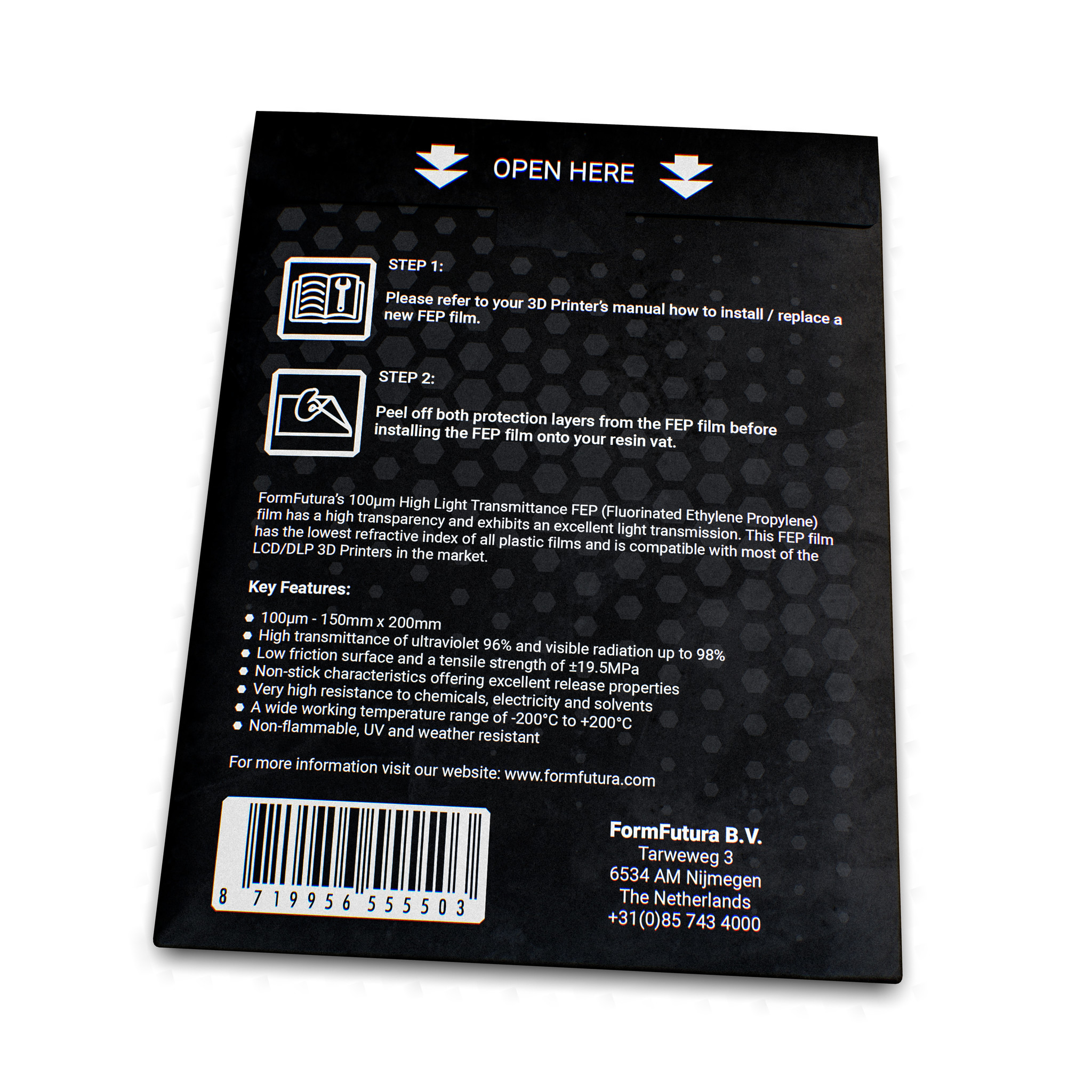 Formfutura FEP film 100 µm - voor diverse resin printers