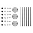 582000 Set door & door bouten glijstang/handgreep serie 156/157 RVS