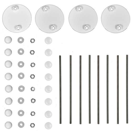 JadaCare Set d&d bouten div.glijstangen 4 flenzen RVS wit