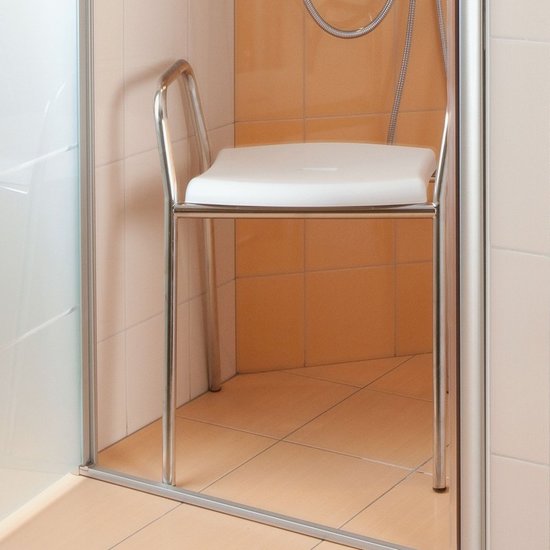 JadaCare Douchekruk met vaste armleggers RVS glasparel gestraald