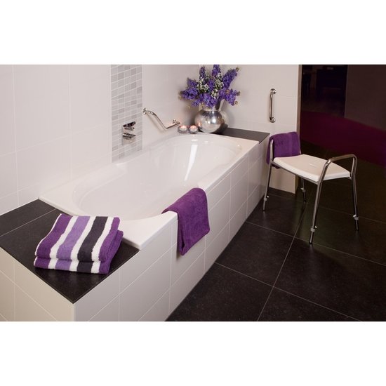 JadaCare Douchekruk hoogte verstelbaar RVS glasparel gestraald wit zitdeel