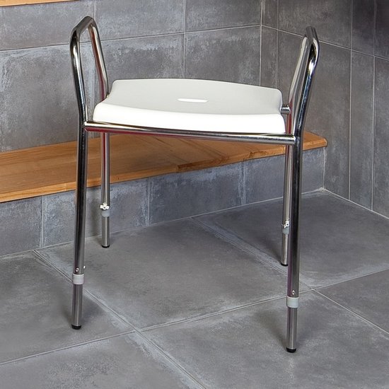 JadaCare Douchekruk hoogte verstelbaar RVS glasparel gestraald wit zitdeel