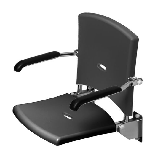 JadaCare Douchezitting opklapbaar rug/armleuning RVS gepolijst / antraciet