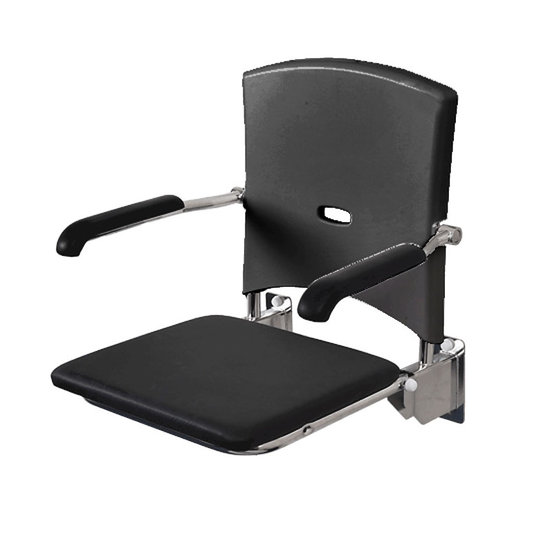 JadaCare Douchezitting opklapbaar softseat 3 cm RVS gepolijst/zwart/antraciet