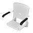 JadaCare Douchezitje opklapbaar zitdiepte 31 cm & rug | armleggers | RVS wit