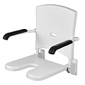 JadaCare Douchezitting opklapbaar U-uitsparing rugdeel met armleggers RVS wit
