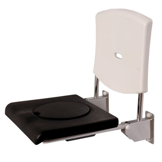 JadaCare Douchezitting O-uitsp. geleide rails rug RVS gepolijst/wit/zwart
