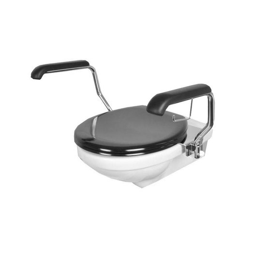 JadaCare Toiletbeugel-set  armleggers h25 cm  RVS gepolijst softclose zitting + deksel zwart