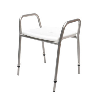 Douchekruk hoogte verstelbaar RVS glasparel gestraald wit zitdeel