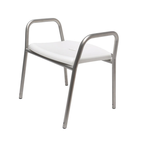 JadaCare Douchekruk hoogte verstelbaar RVS glasparel gestraald wit zitdeel