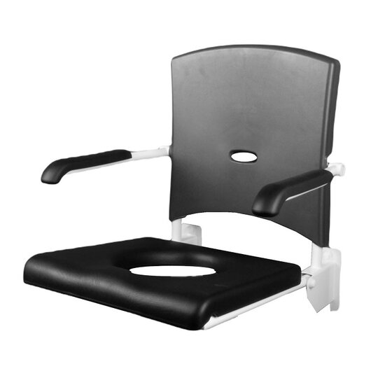 JadaCare Douchezitting O-uitsp. geleide rails rug armsteunen RVS wit/zwart/antraciet