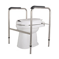 JadaCare Toiletframe RVS geglaspareld met vaste verhoger 6 cm