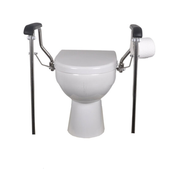 JadaCare Toiletbeugelset met vaste steunpoten h25cm RVS gepolijst