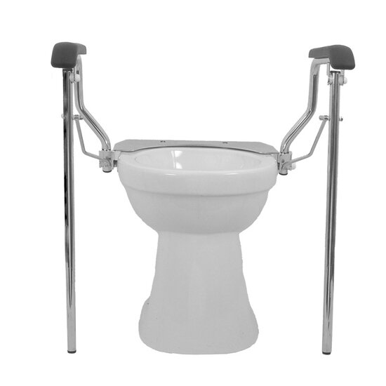 JadaCare Toiletbeugelset met vaste steunpoten h25cm RVS gepolijst