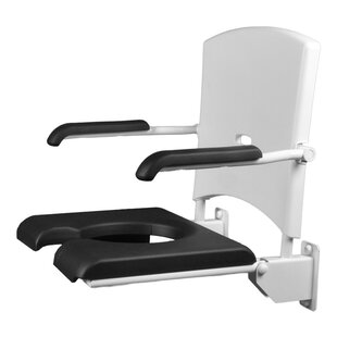 Douchezitting pu U-uitsp. +rug/arml opklapb RVS wit