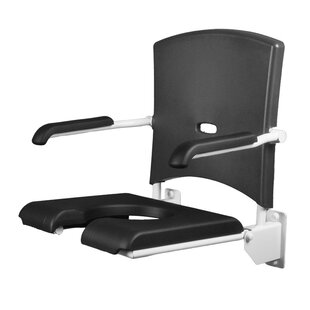 Douchezitting pu U-uitsp. +rug/arml opklapb RVS wit
