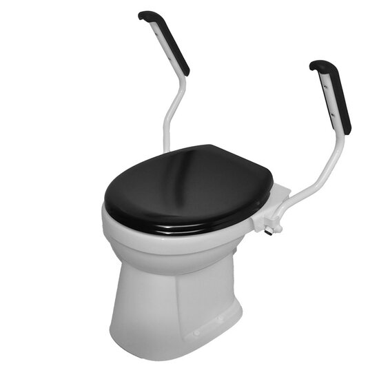 JadaCare Toiletbeugel-set  h25 cm  RVS wit softclose zwart zitting + deksel