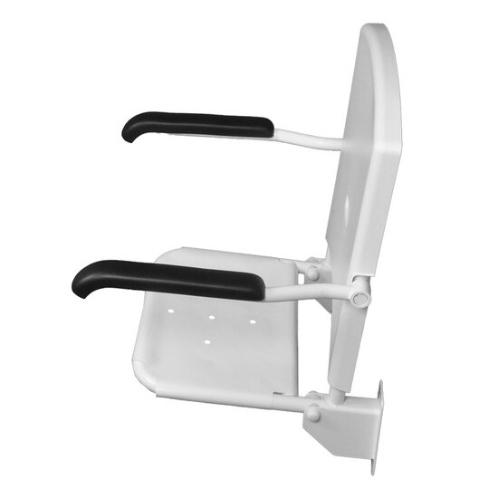 JadaCare Douchezitting verkorte zitdiepte 32 cm rugdeel met armleggers 39 cm rvs wit