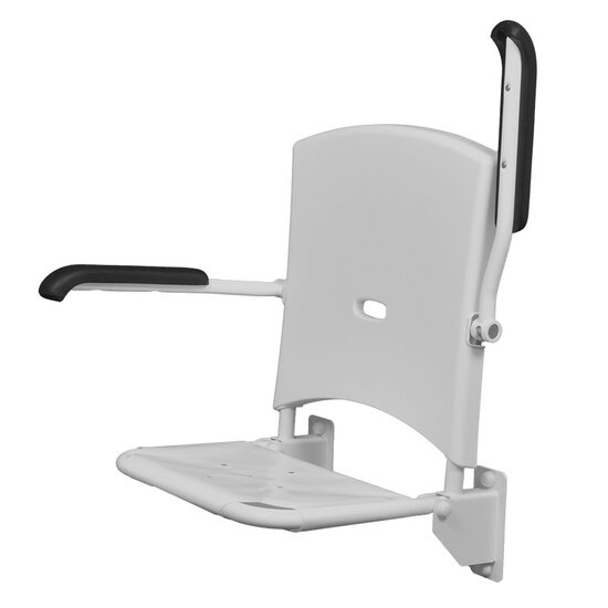 JadaCare Douchezitting verkorte zitdiepte 32 cm rugdeel met armleggers 39 cm rvs wit