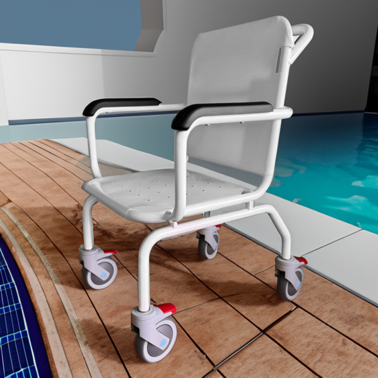 JadaCare Zwembadstoel verrijdbaar vaste armleggers