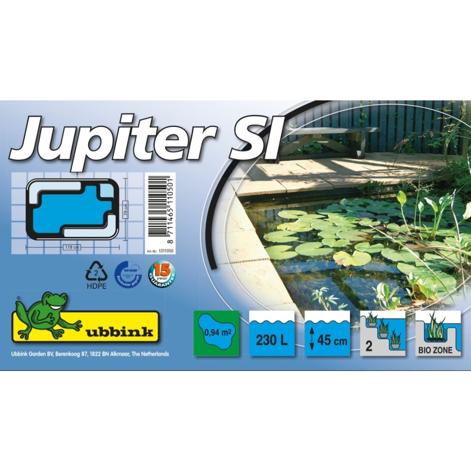 Ubbink Jupiter SI, inhoud 230 liter 119x79x45cm