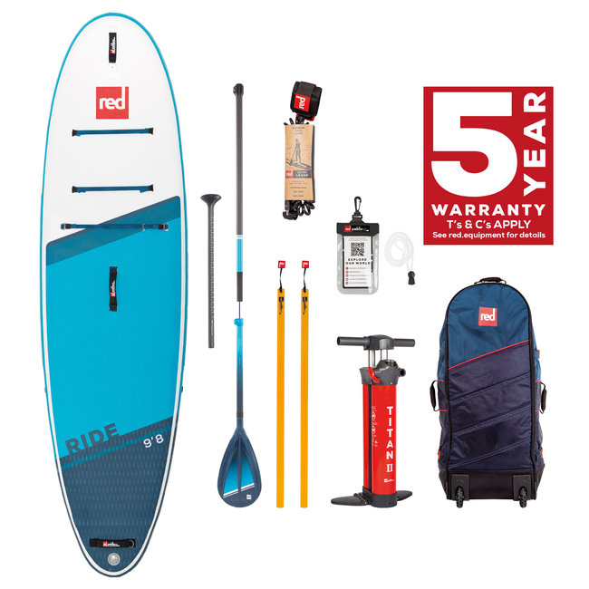 Red Paddle Co 9'8" Ride MSL SUP Inflatable Paddle Board package