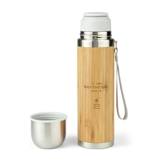 Northcore Bamboo Stainless Steel Thermos Flask 360ml With Cup