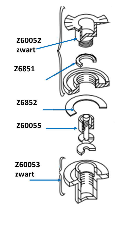 Zodiac ventiel opbouw - half verzonken - oude type ventiel