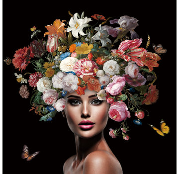 Ter Halle Glasschilderij 80x80x0.4 the Wig of Flowers