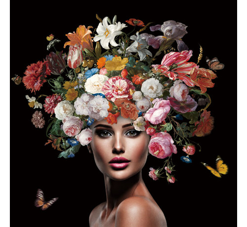 Ter Halle Glasschilderij 80x80x0.4 the Wig of Flowers