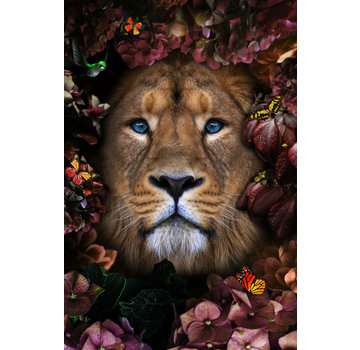 Ter Halle Glasschilderij 80x120x0.4 Lion with Flowers