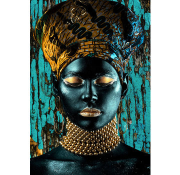 Ter Halle Glasschilderij 160x110x0.4 Woman with Golden Beads