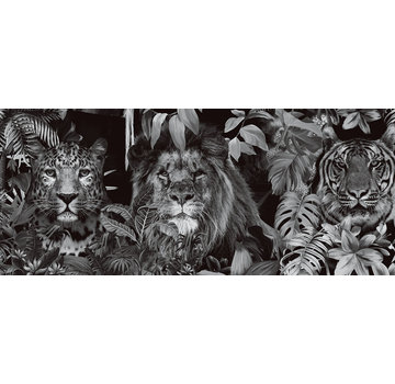 Ter Halle Glasschilderij 120x50cm Black and White Lion