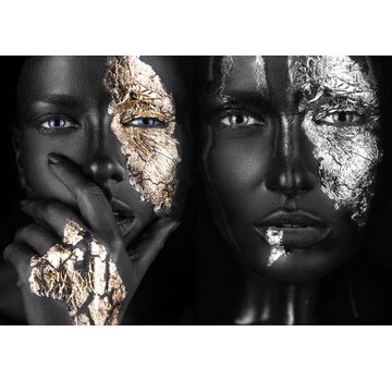 Ter Halle Glasschilderij 160x110cm Faces gold silver