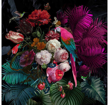 Glasschilderij 80x80cm the Colourful Parrot